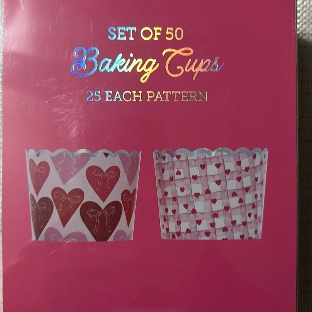 Valentine’s Sweetheart Romantic Pink White Hearts Cupcake Baking Cups Napkins